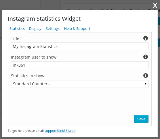 Configuration form -> statistics to show and user selection