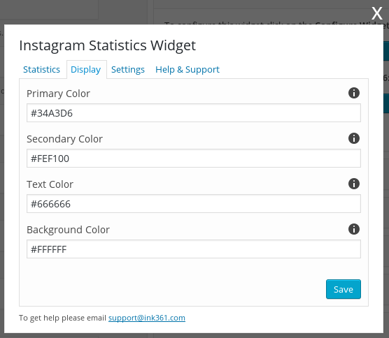 Configuration form -> specifying the widget colour scheme