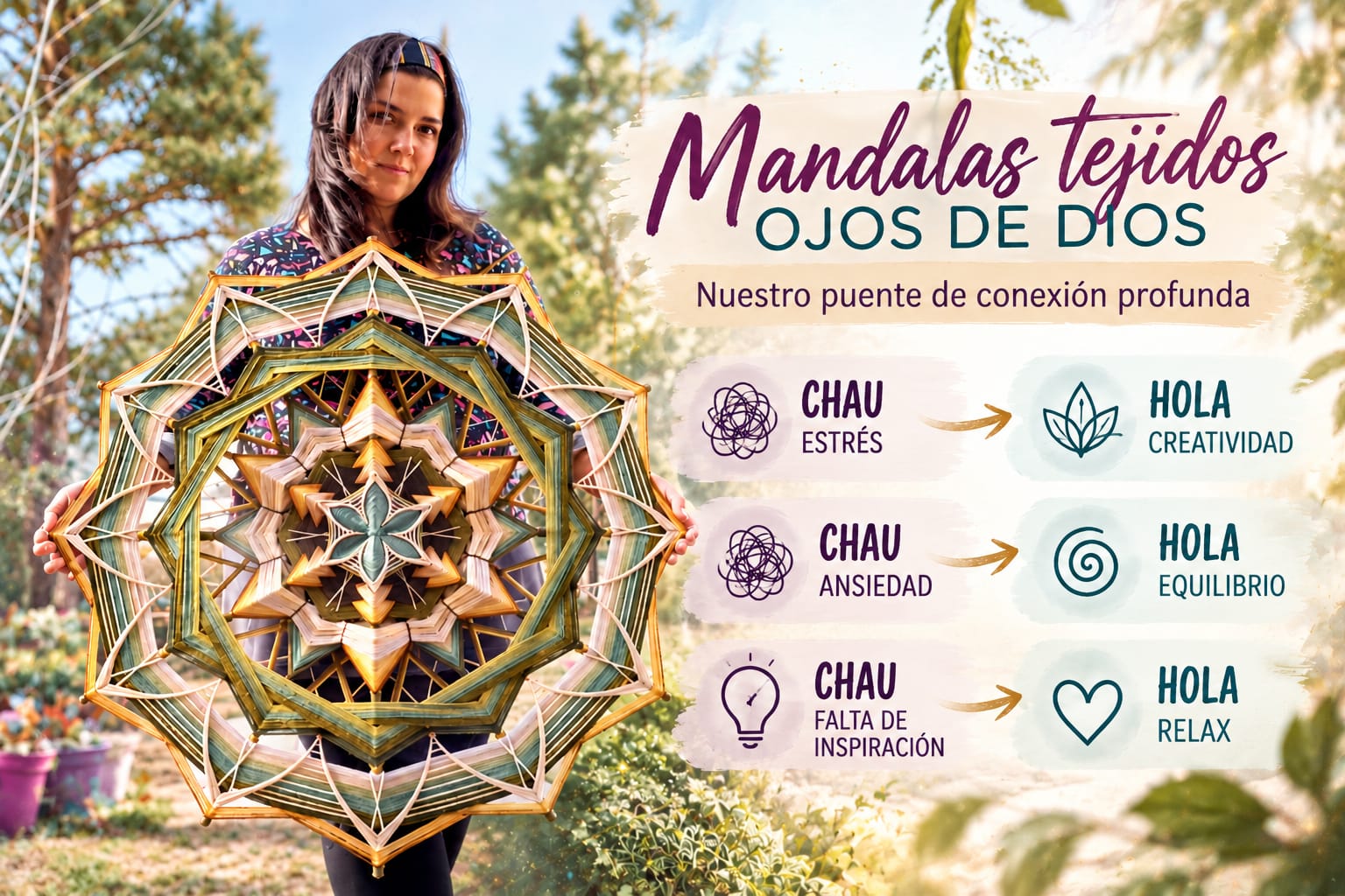 Fotografía de Inlakech Arte Sano con mandalas tejidos