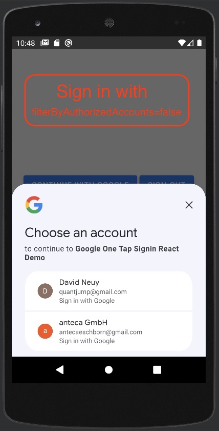 One tap signin screenshot without filter by authorized accounts