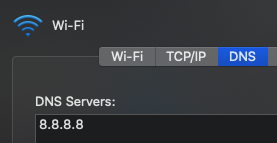Mac DNS 8.8.8.8 network config to prevent error in AVD