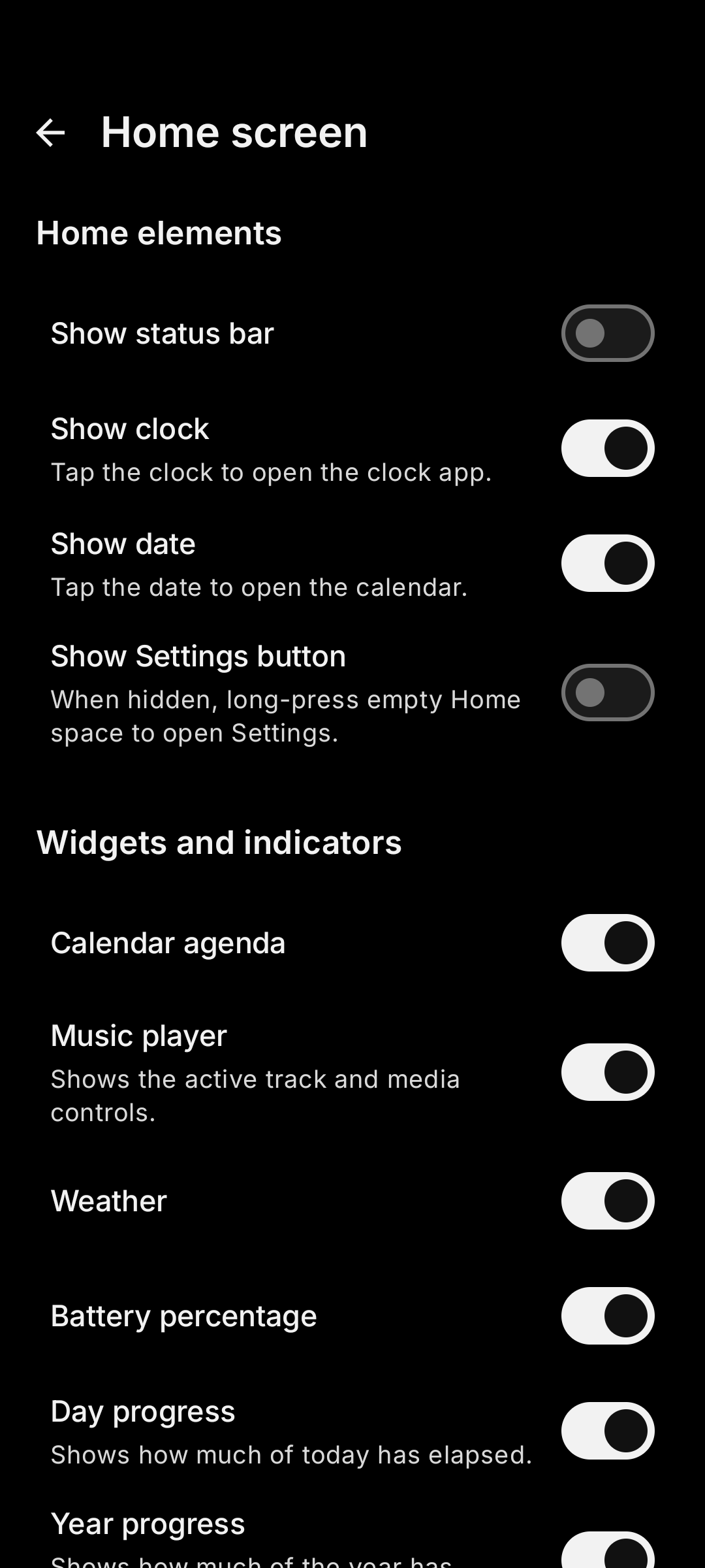 Another view of Dislauncher settings and controls