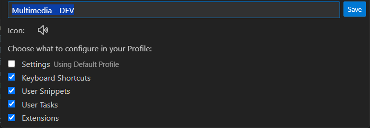 vscode profile configuration example