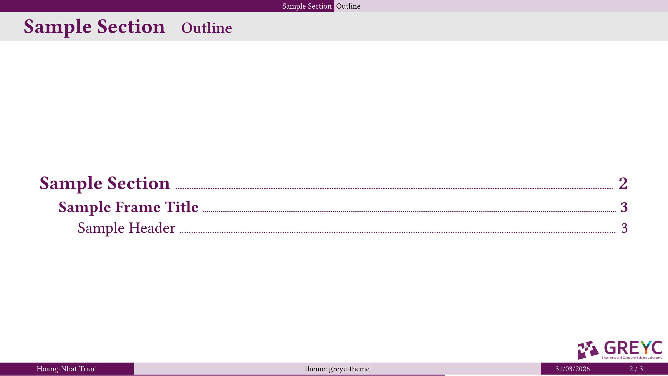 Sample outline slide with cambridge flavor