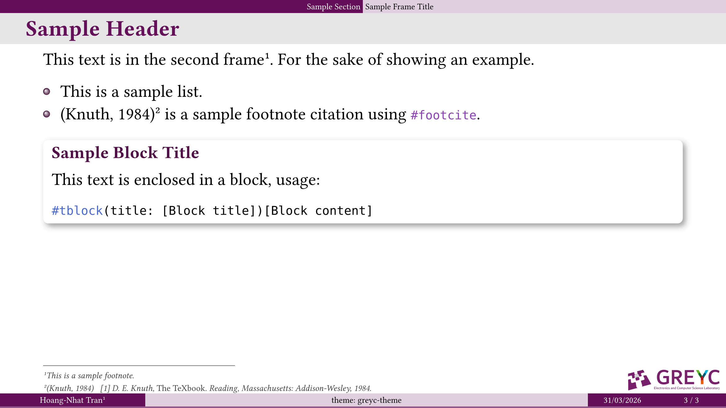 Sample content slide with cambridge flavor