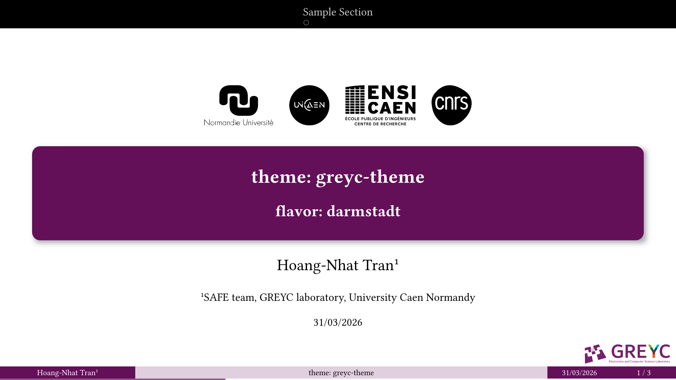 Sample title slide with darmstadt flavor