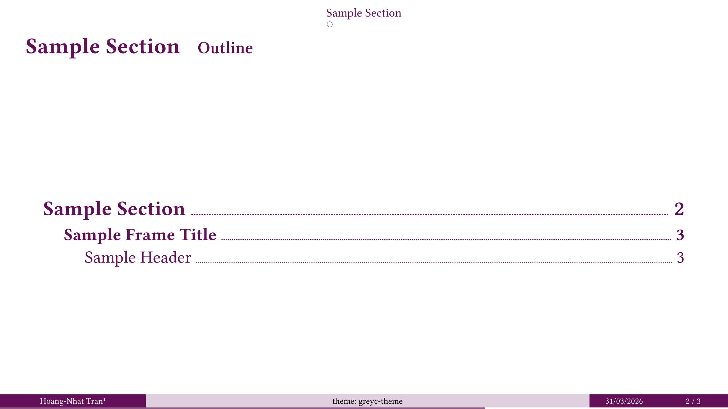 Sample outline slide with dewdrop flavor
