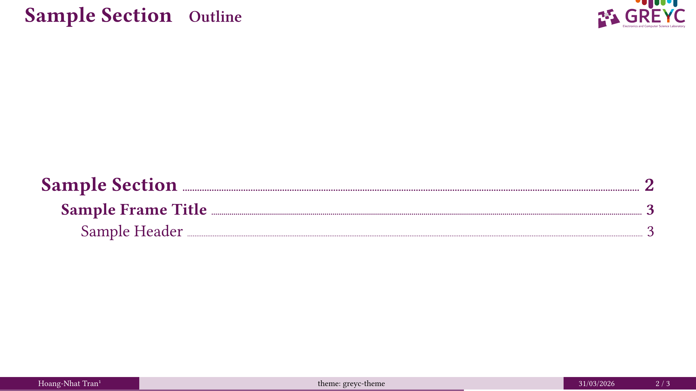Sample outline slide with simple flavor