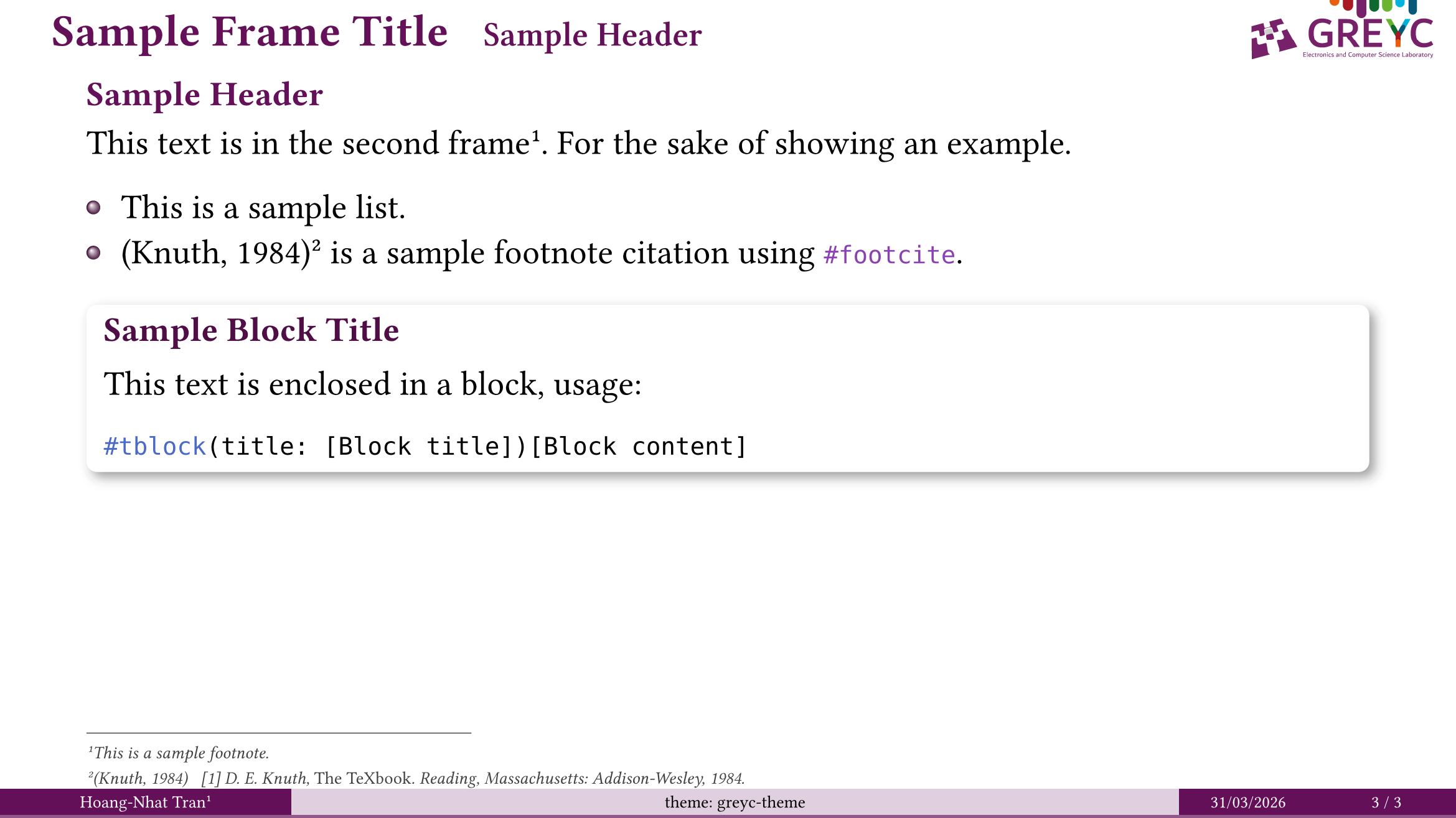 Sample content slide with simple flavor
