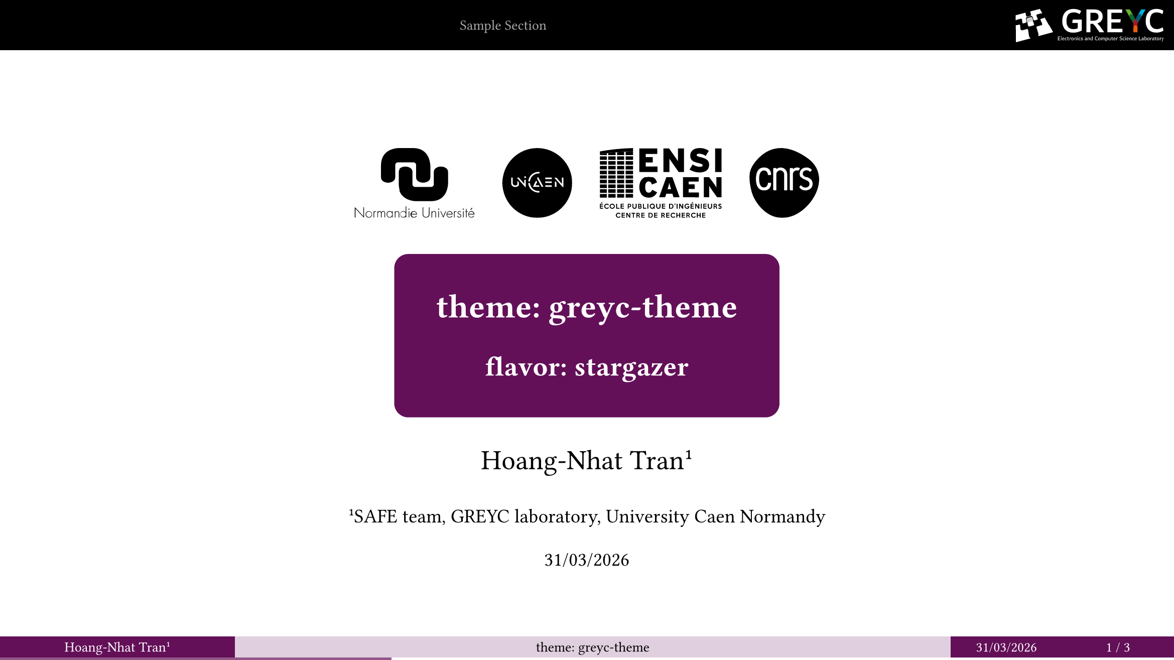 Sample title slide with stargazer flavor