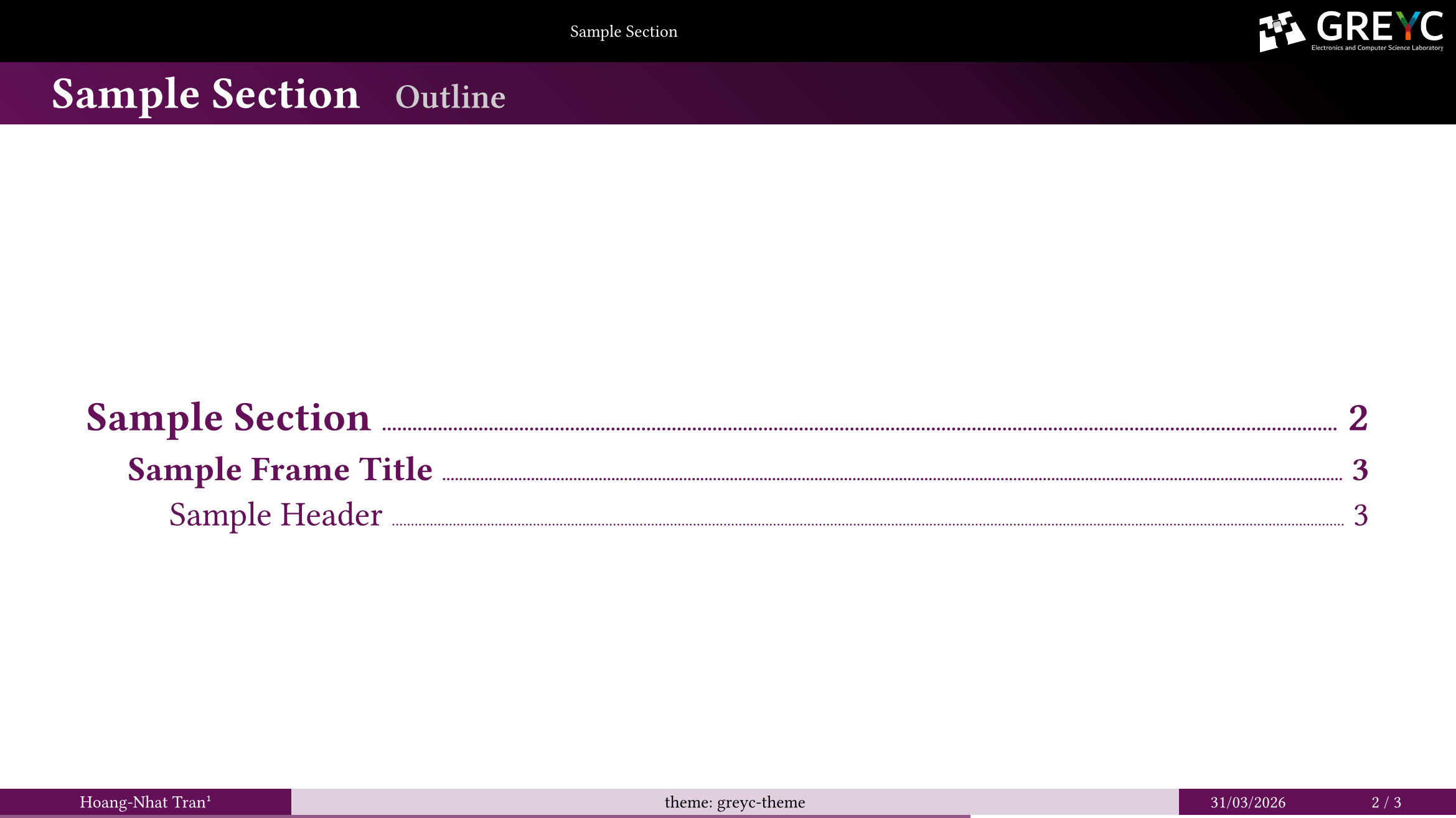 Sample outline slide with stargazer flavor