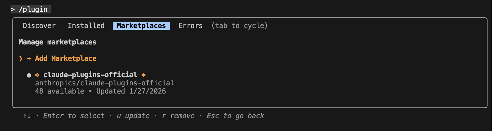 Navigate to Plugin Marketplace