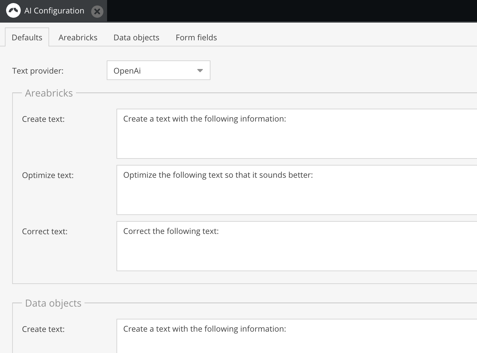 Configuration module defaults