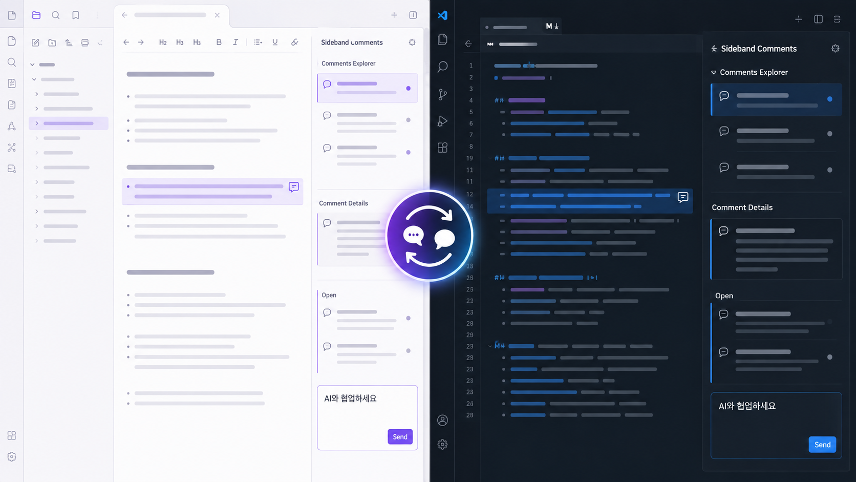 Sideband Comments keeps one comment history across Obsidian and VS Code