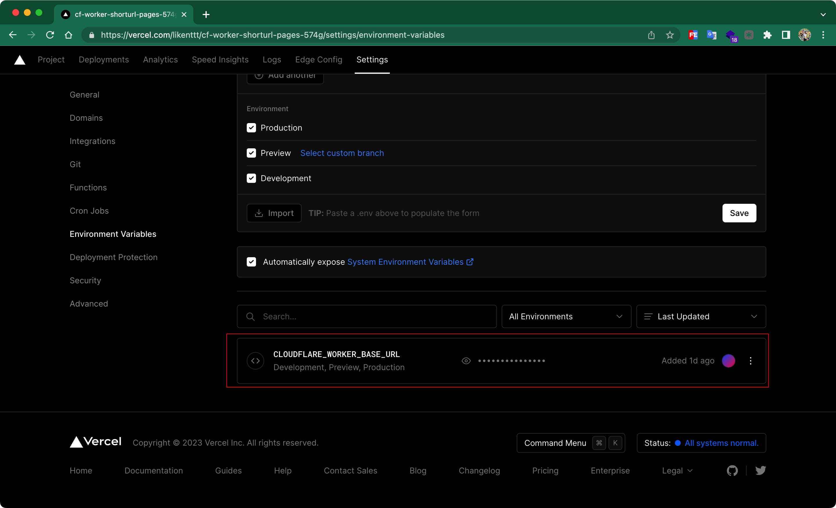 Add the env variable as shorturl also backend server endpoint