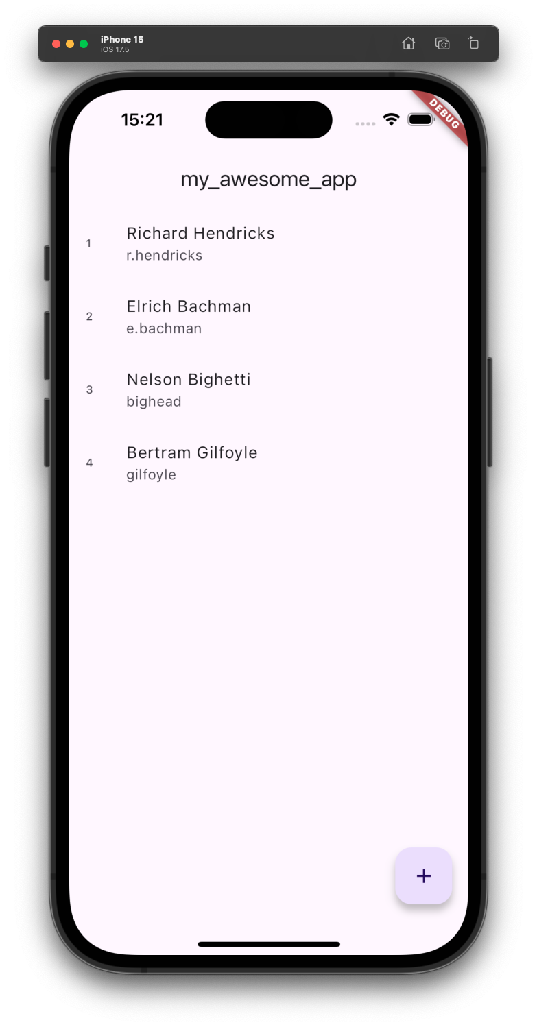 Flutter app with a new user