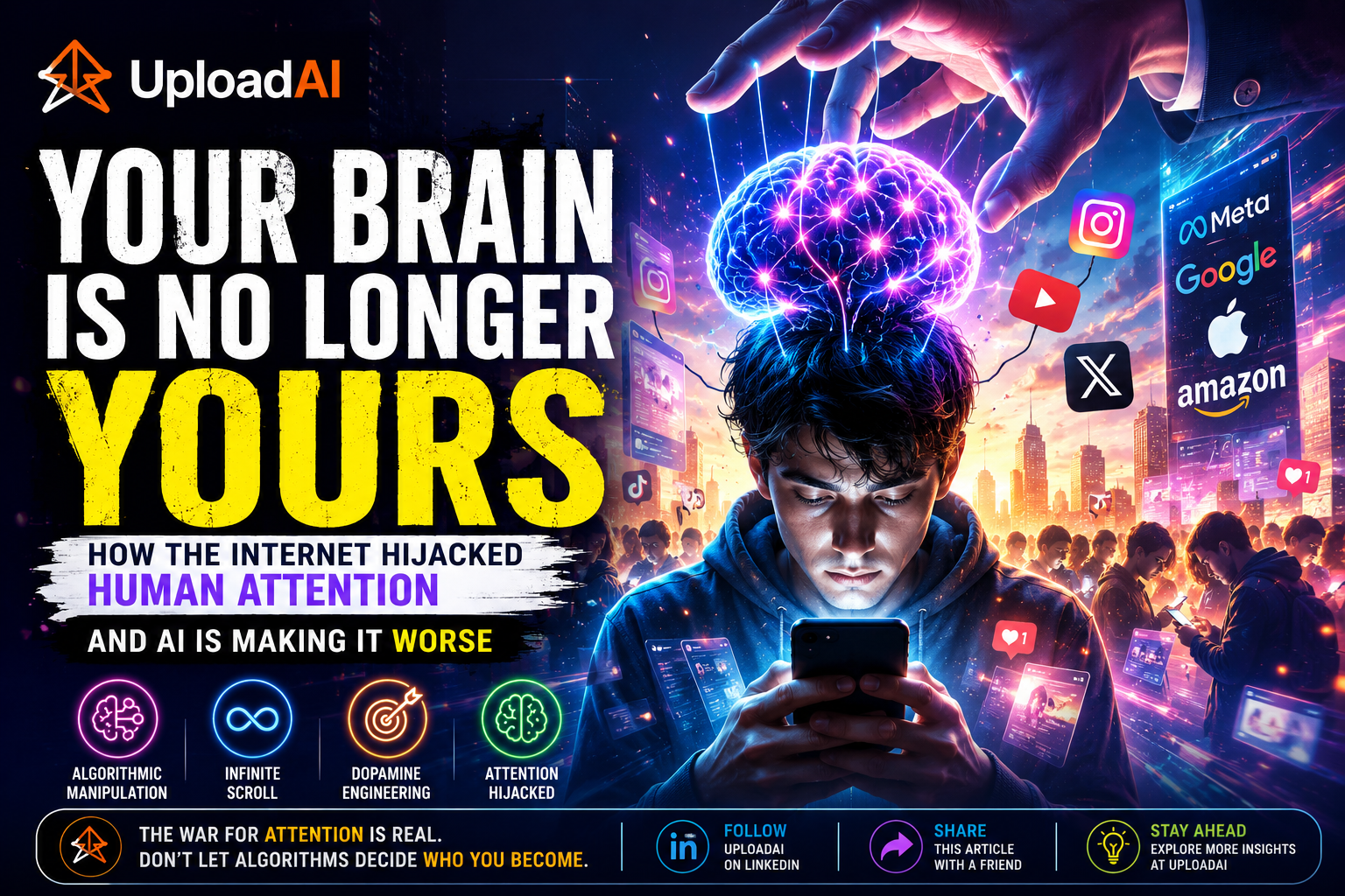 Your Brain Is No Longer Yours-
How the Internet Hijacked Human Attention And AI Is Making It Worse