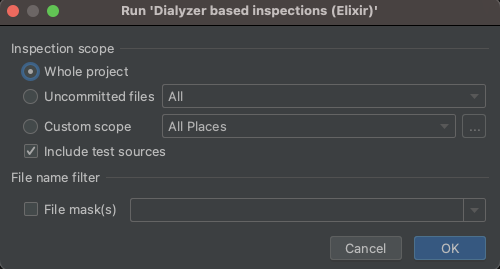 Run 'Dialyzer based inspections (Elixir)'
