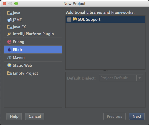 New Elixir Project File > New > Project > Elixir