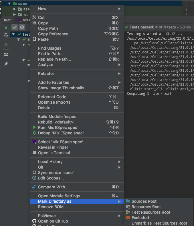 Unmark Directory as Test Sources Root Mark Directory As > Unmark as Test Sources Root