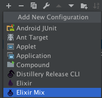 Add New Elixir Mix Run Configuration Add New Elixir Mix