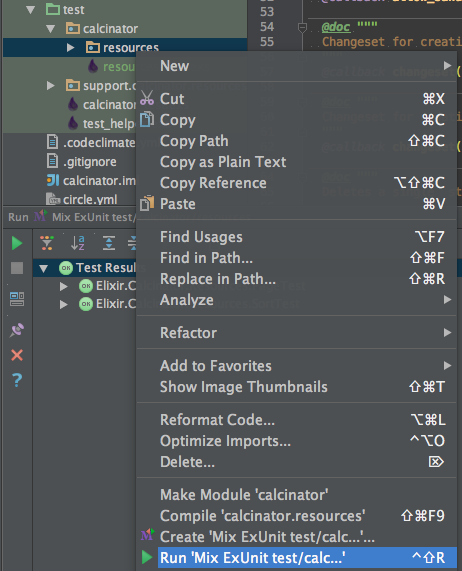 Run Mix ExUnit from right-clicking directory Run Mix ExUnit