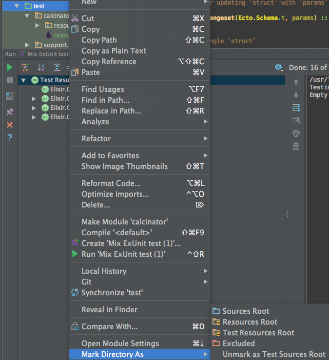 Unmark Directory as Test Sources Root Mark Directory As > Unmark as Test Sources Root