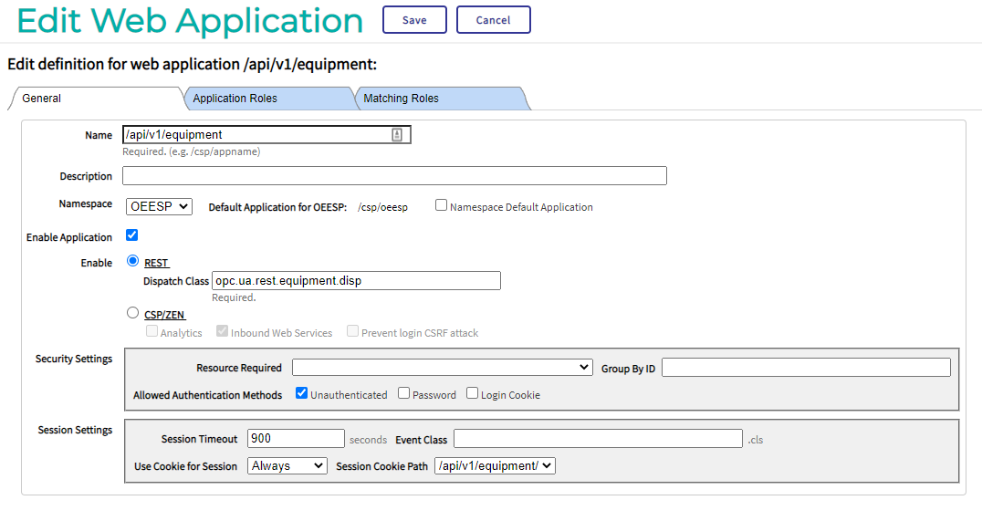 Datamodel webapplication configuration
