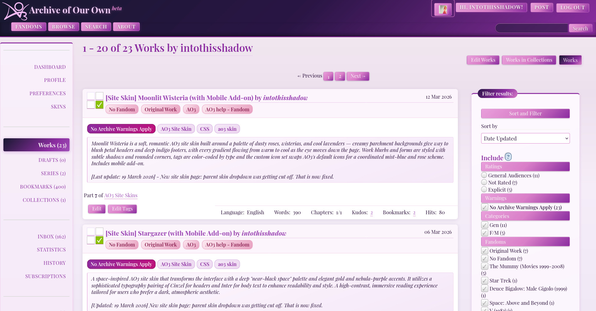 Ao2 Asos GitHub - intothisshadow/AO3-SiteSkin_TheWitchingHour: The Witching Hour ...