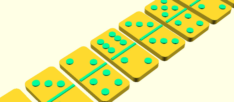 Dominoes modelled using laserscad
