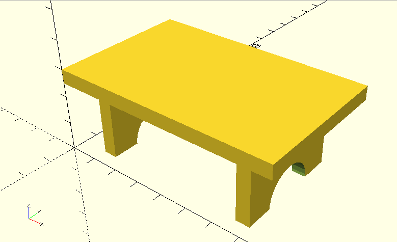 Table with two legs, assembled