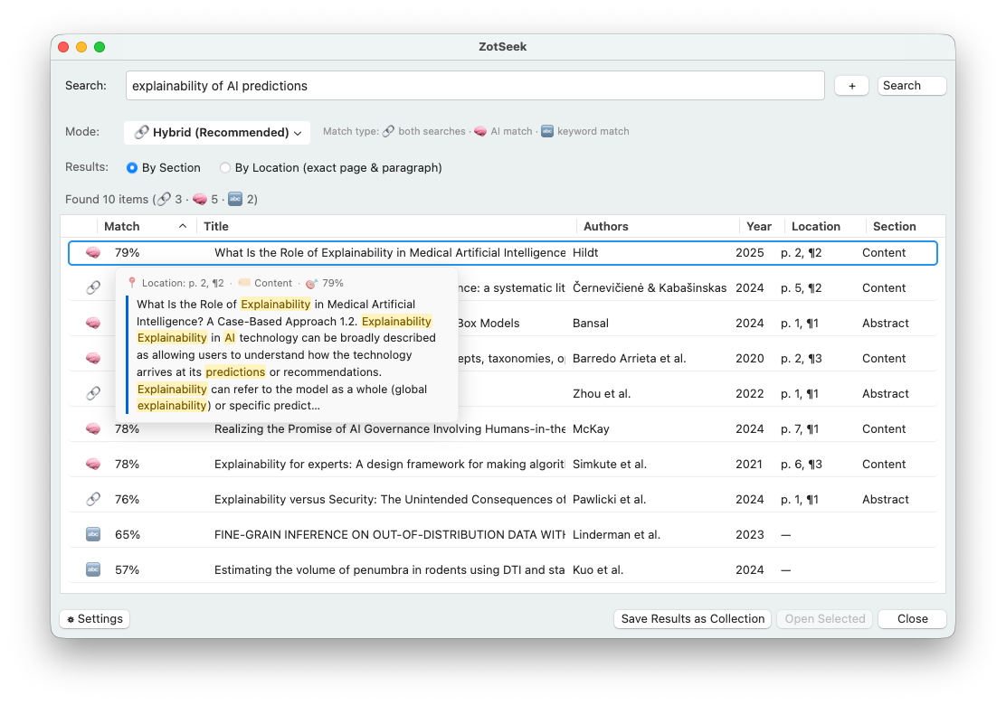 ZotSeek Search Dialog