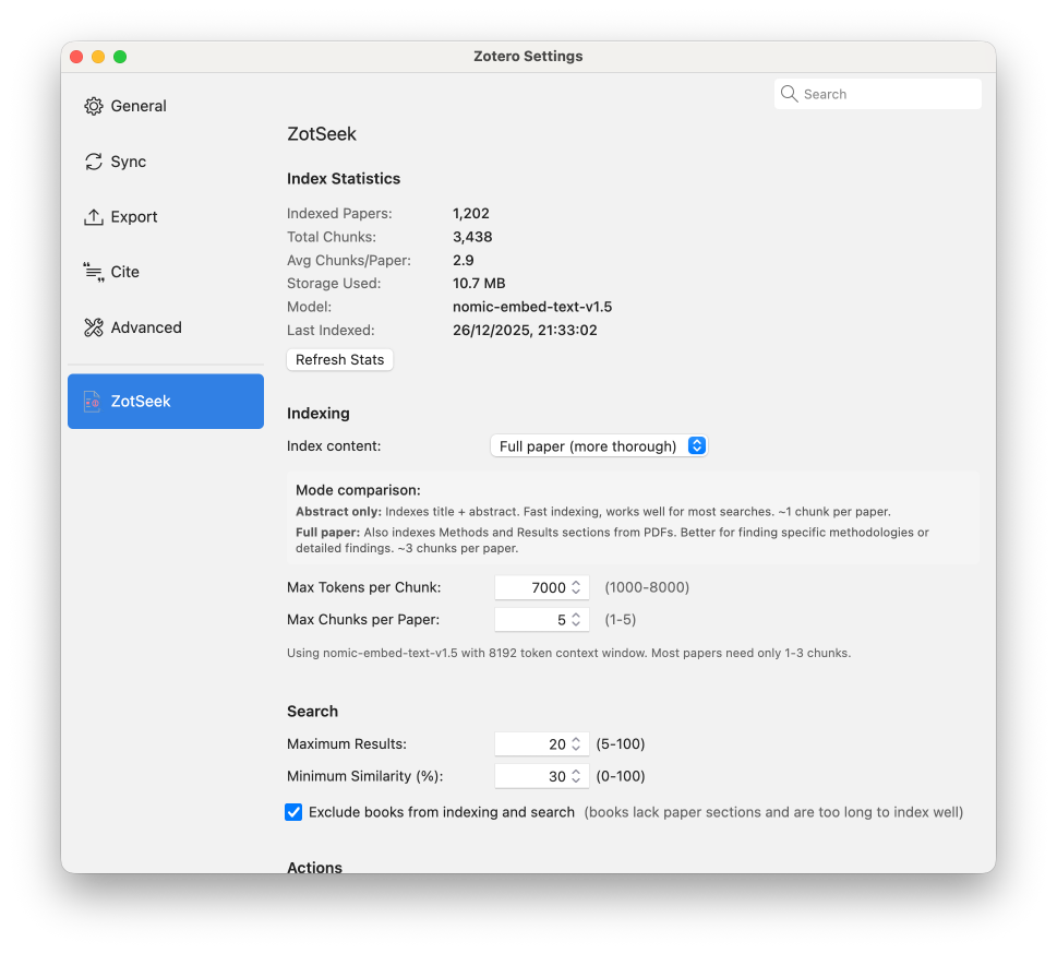 Settings Panel