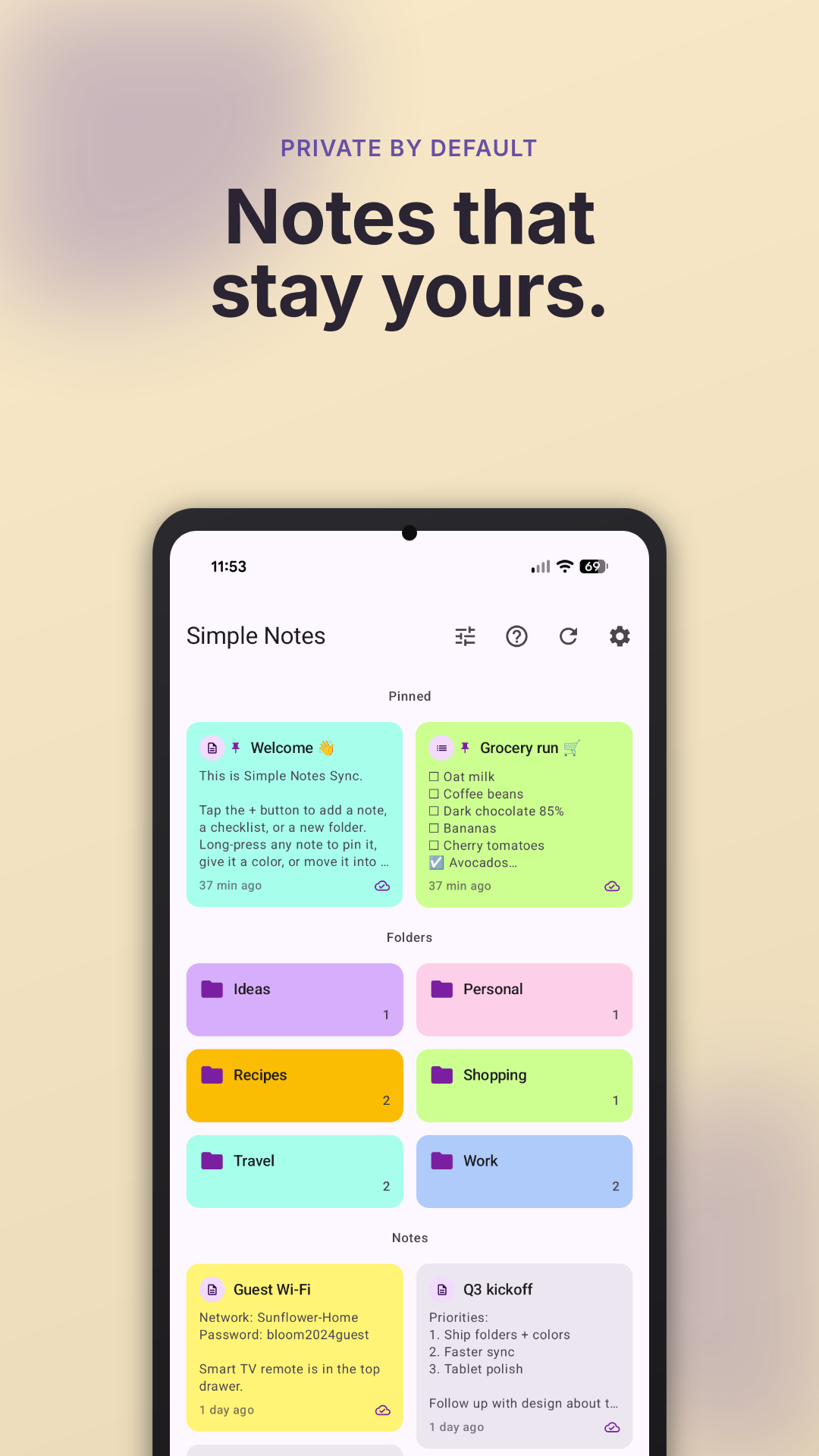 Screenshot 1 of Simple Notes Sync — opens full size