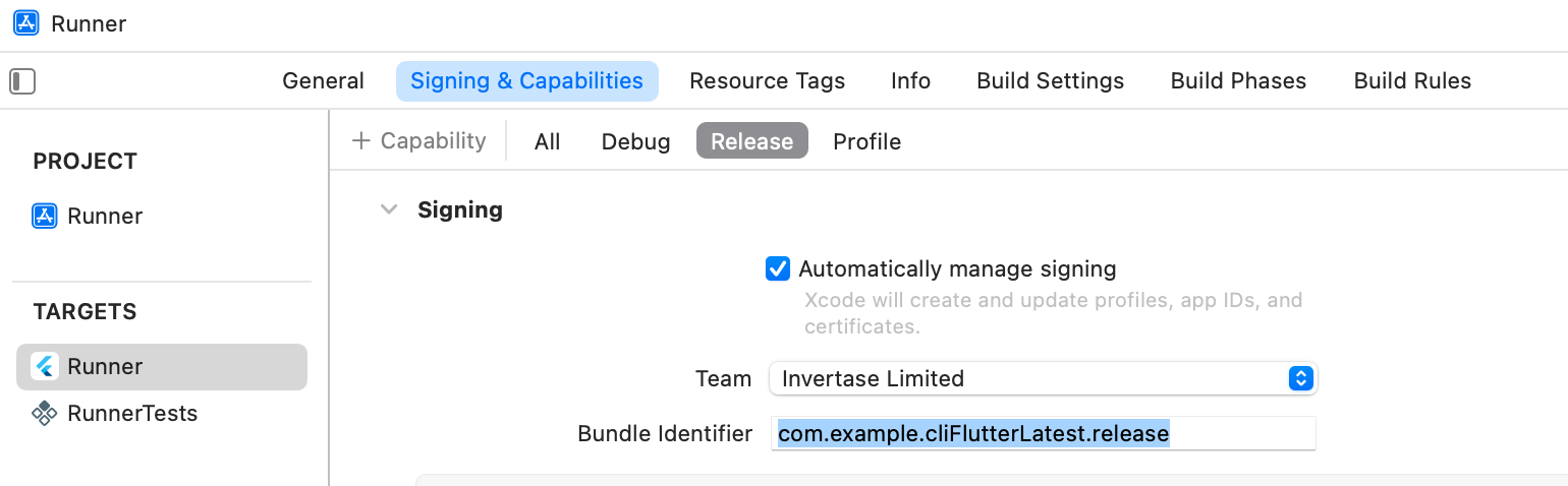 Xcode release build configuration bundle ID