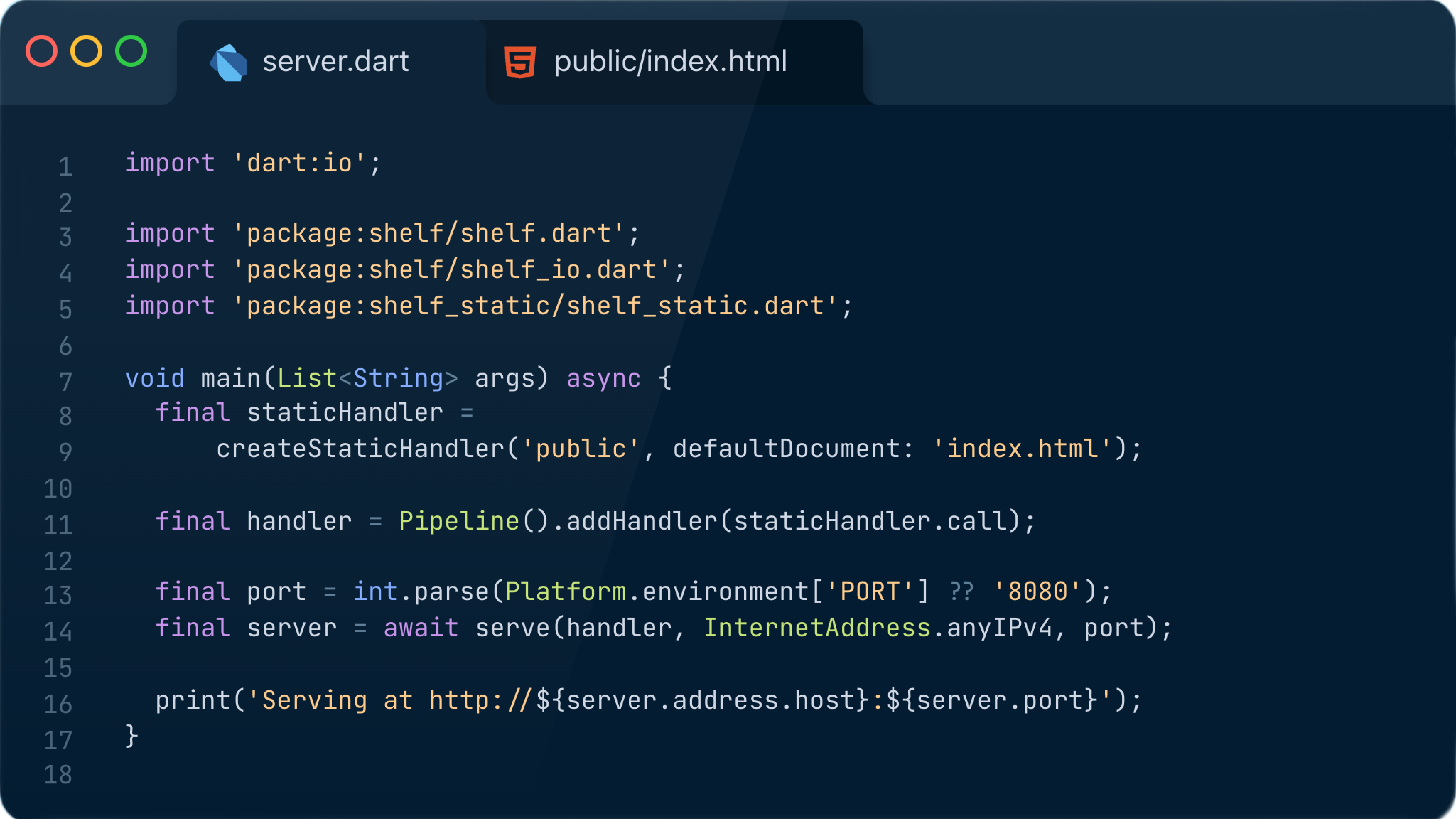Dart Code for Static Server