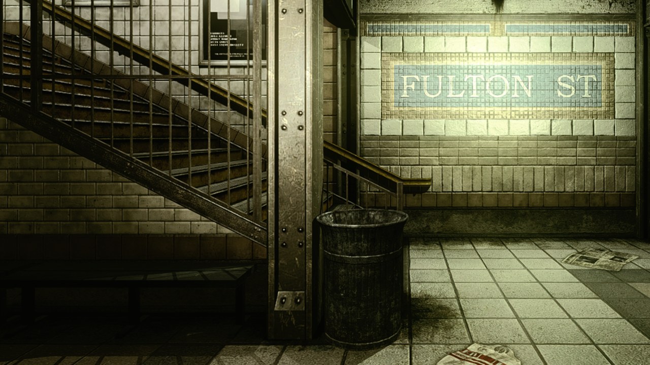 The Darkness recompilado no Estacado mostrando estação de metrô Fulton Street