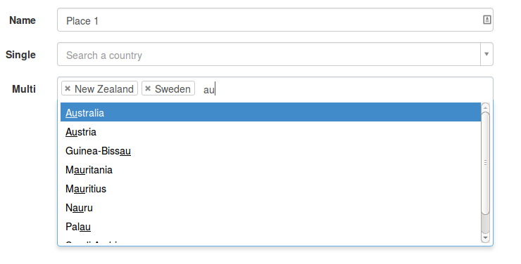 Multiple select example