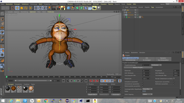 Jake in Cinema 4D's editor view