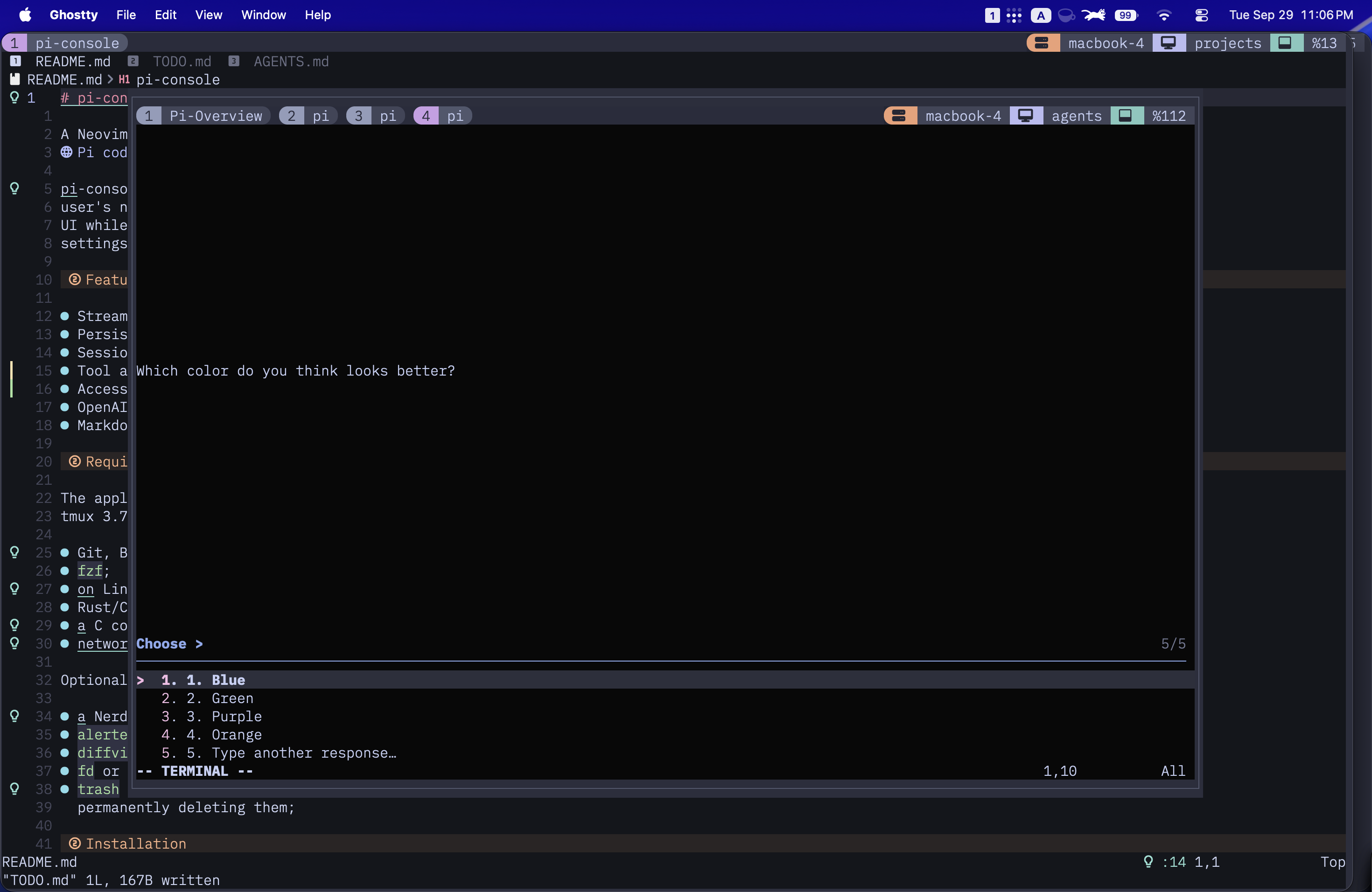 Question picker with multiple choices and a custom response option