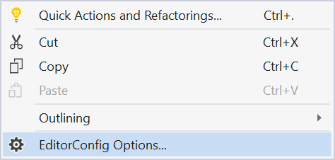 Open EditorConfig settings