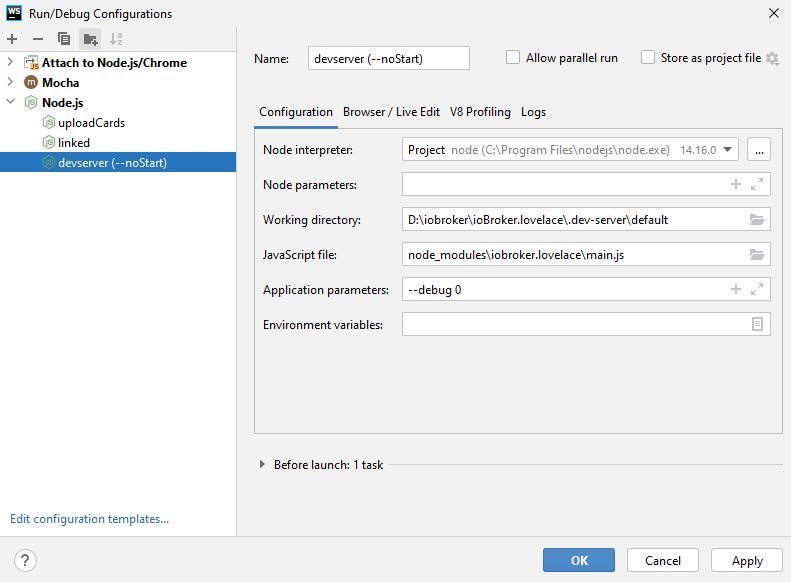 Run or debug adapter