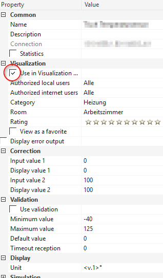 Use in Visualization settings