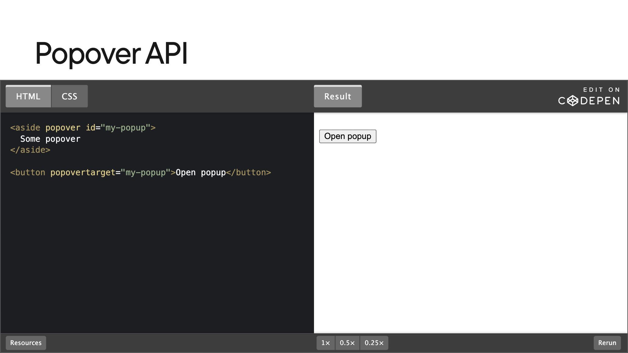 Screenshot of codepen layout