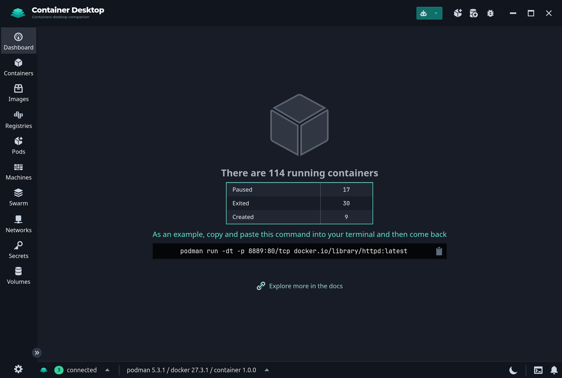 Container Desktop Dashboard
