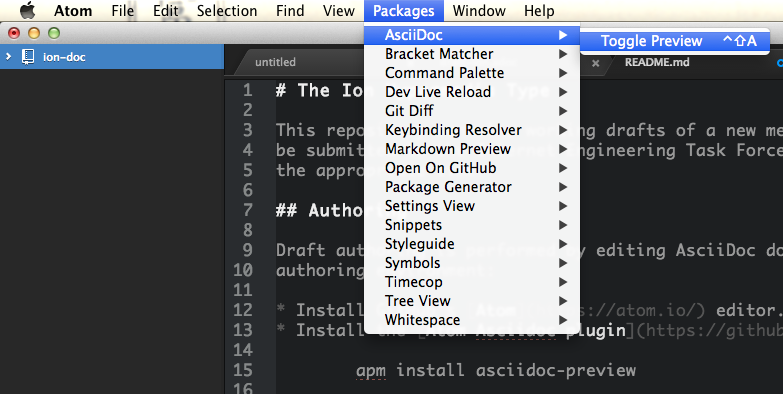 Atom Editor: Enable AsciiDoc Preview