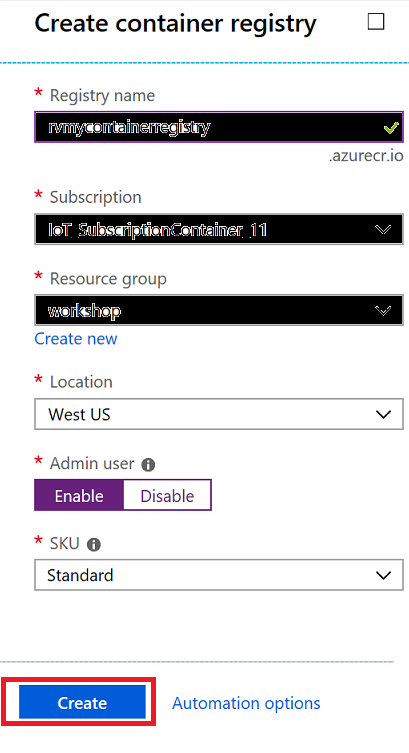 Create Container Registry