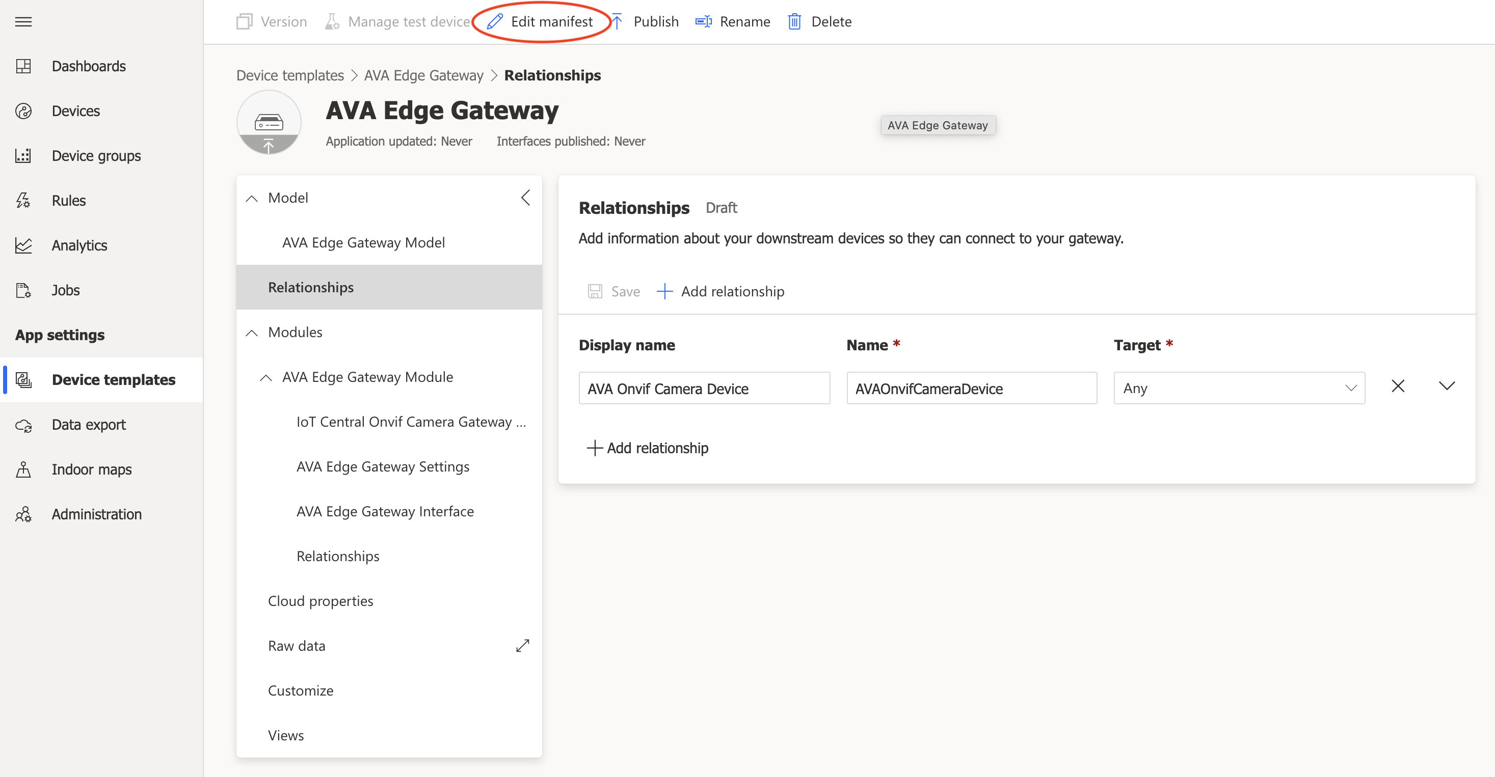 Edit Gateway Manifest