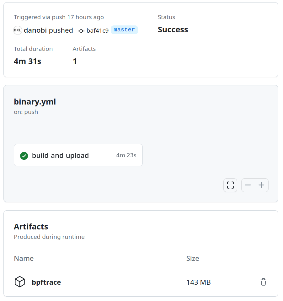 note that github will automatically place all build artifacts in