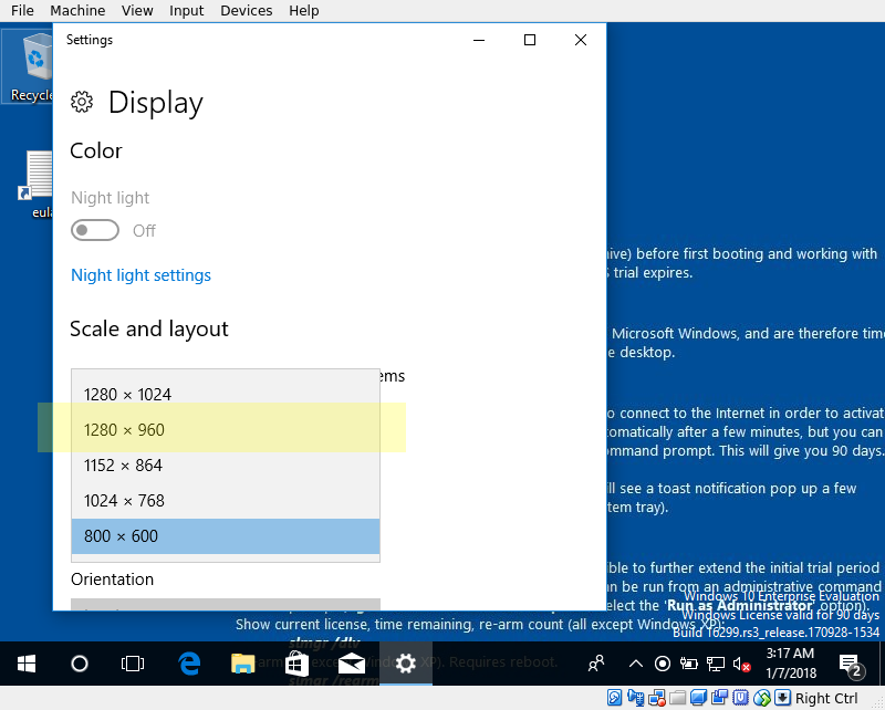 Display settings